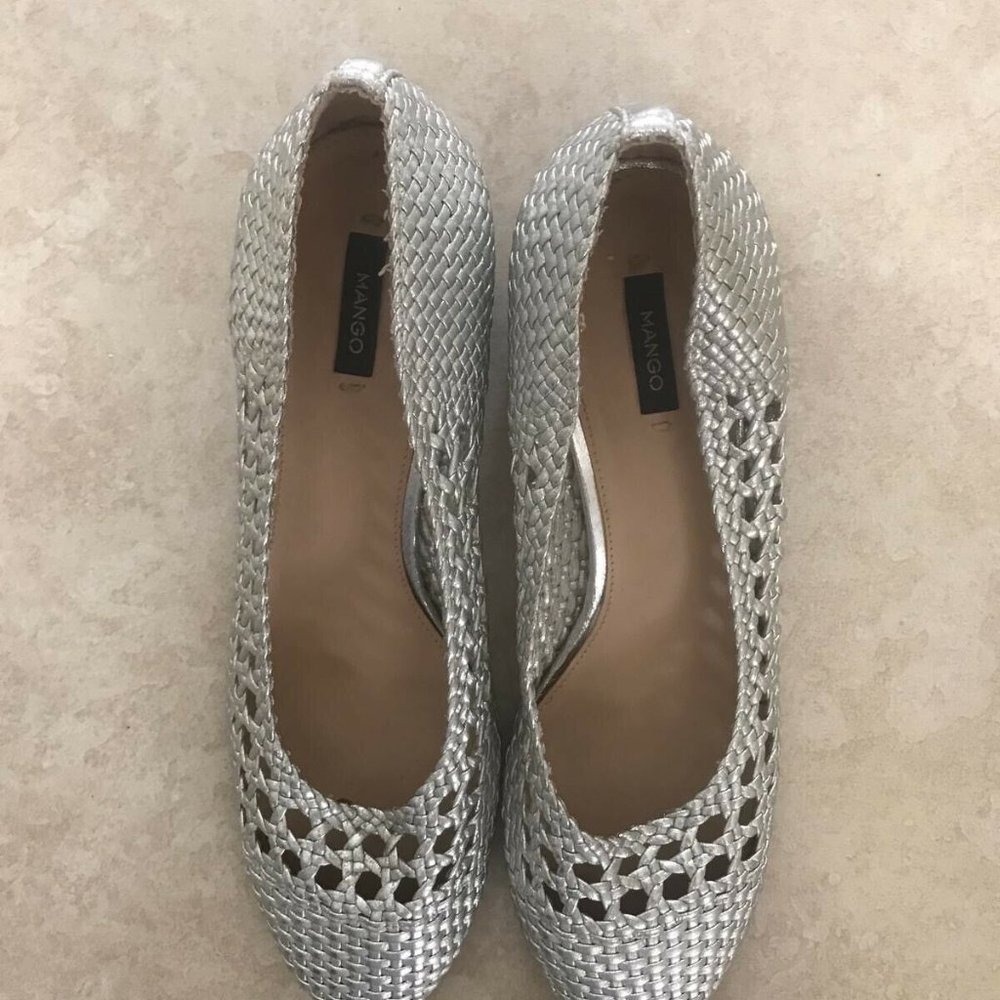 Mango woven silver pumps, mid heel EU size 37 - Picture 2 of 6